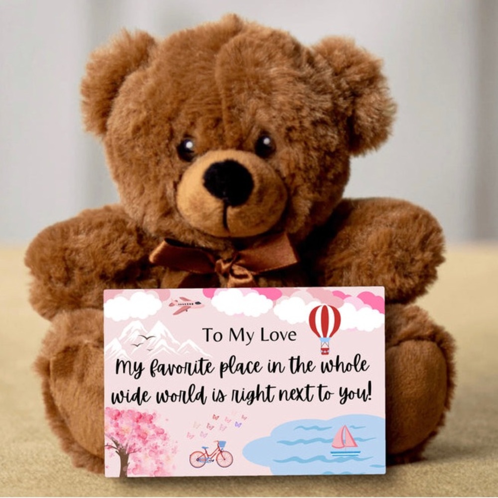 💕 TEDDY BEAR GIFT FOR VALENTINE’S DAY CARD MY FAVORITE PLACE IS NEXT TO YOU